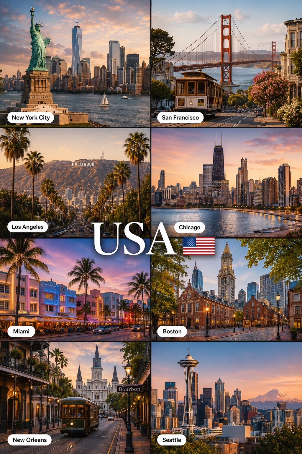 Collage of major U.S. destination cities